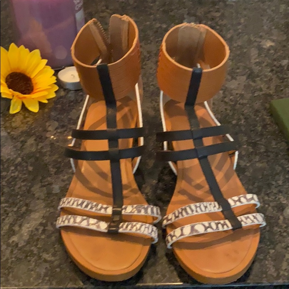 Coach back zipper ankle sandal size 6